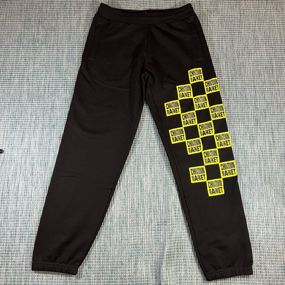 Chinatown Market Black Sweatpants Checkered Patch Mens Sz L New‎